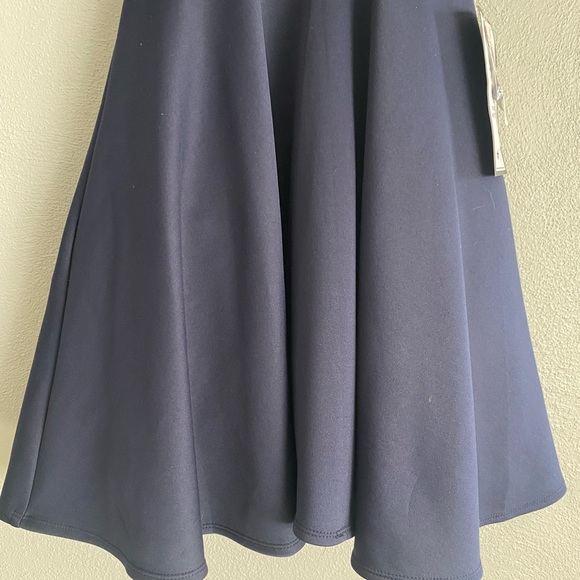 B. Darlin Formal Dress Size 4 Navy Blue Fit & Flare Glitter Lace Party Halter - Picture 4 of 11